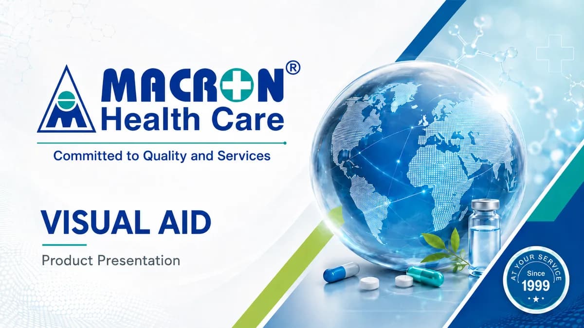 Macron Health Care visual aid presentation cover