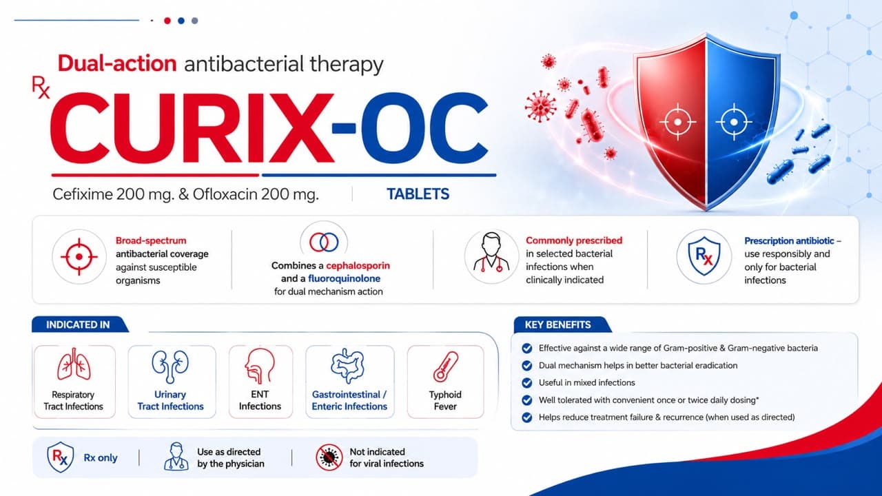 Curix-OC Tablets visual aid: Cefixime 200 mg by Macron Health Care