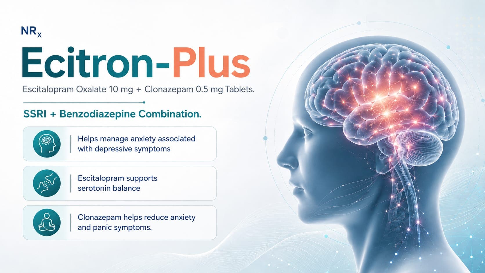 Ecitron-Plus Tablets visual aid: Escitalopram Oxalate 10 mg by Macron Health Care