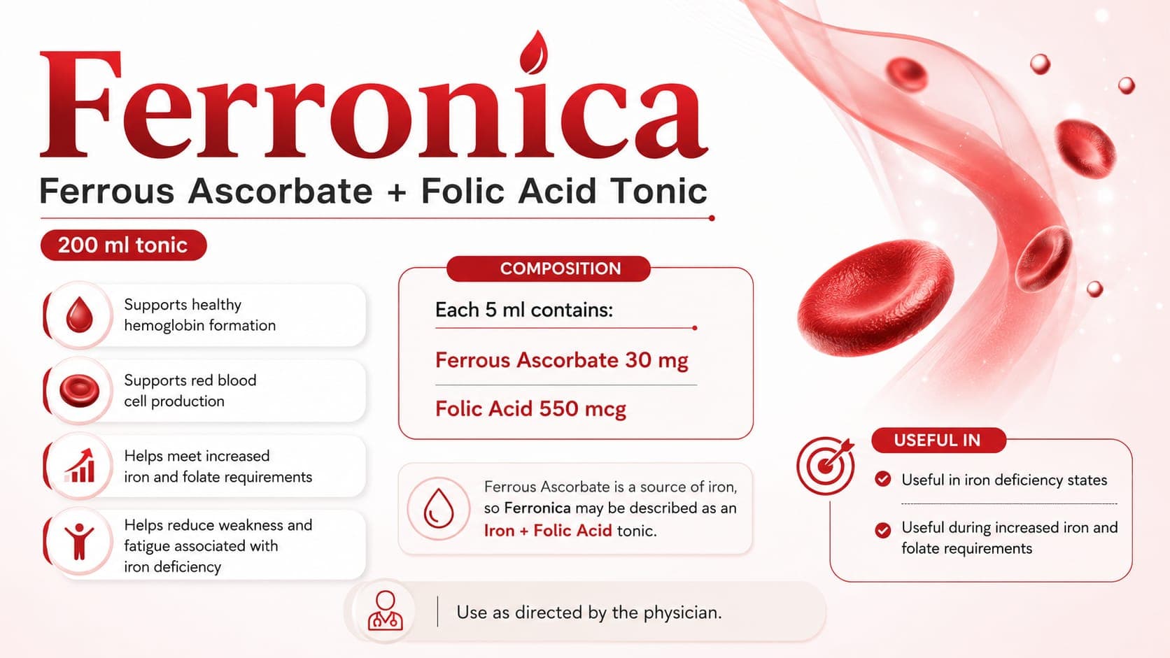 Ferronica Tonic visual aid: Ferrous Ascorbate 30 mg by Macron Health Care