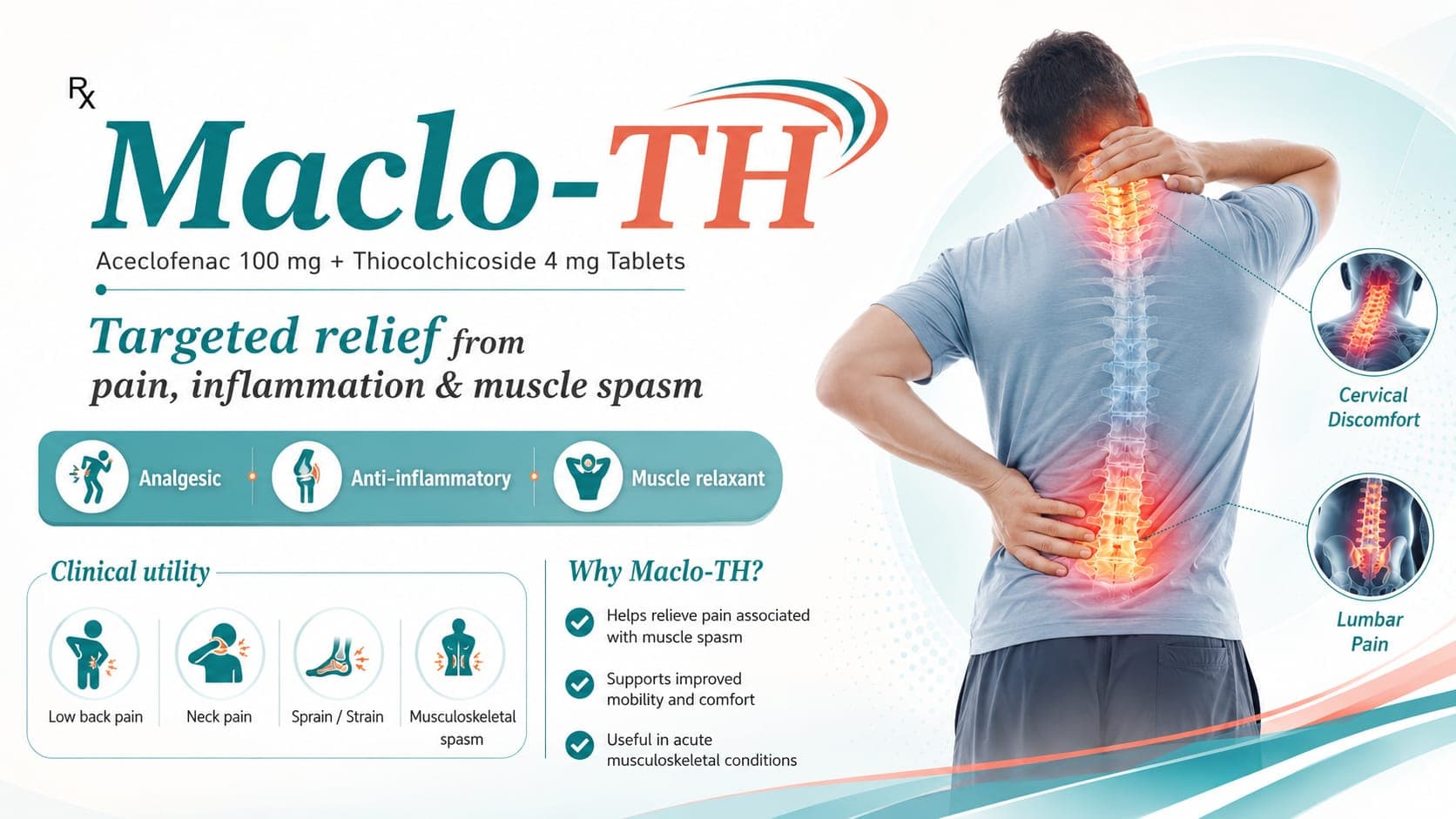 Maclo-TH Tablets visual aid: Aceclofenac 100 mg by Macron Health Care