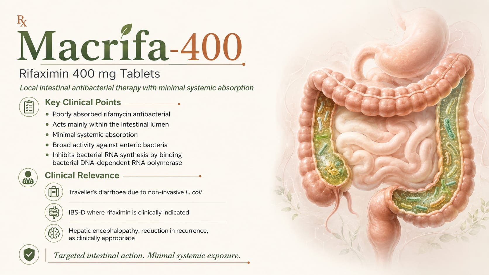 Macrifa-400 Tablets visual aid: Rifaximin 400 mg by Macron Health Care