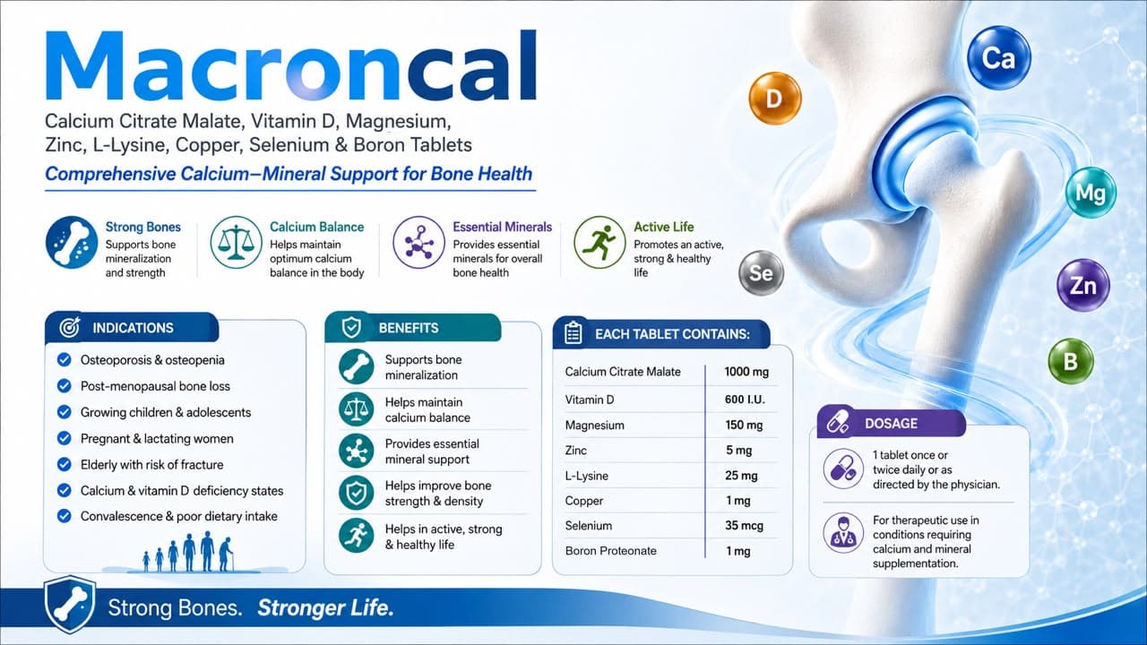 Macroncal Tablets visual aid: Calcium Citrate Malate 1000 mg by Macron Health Care