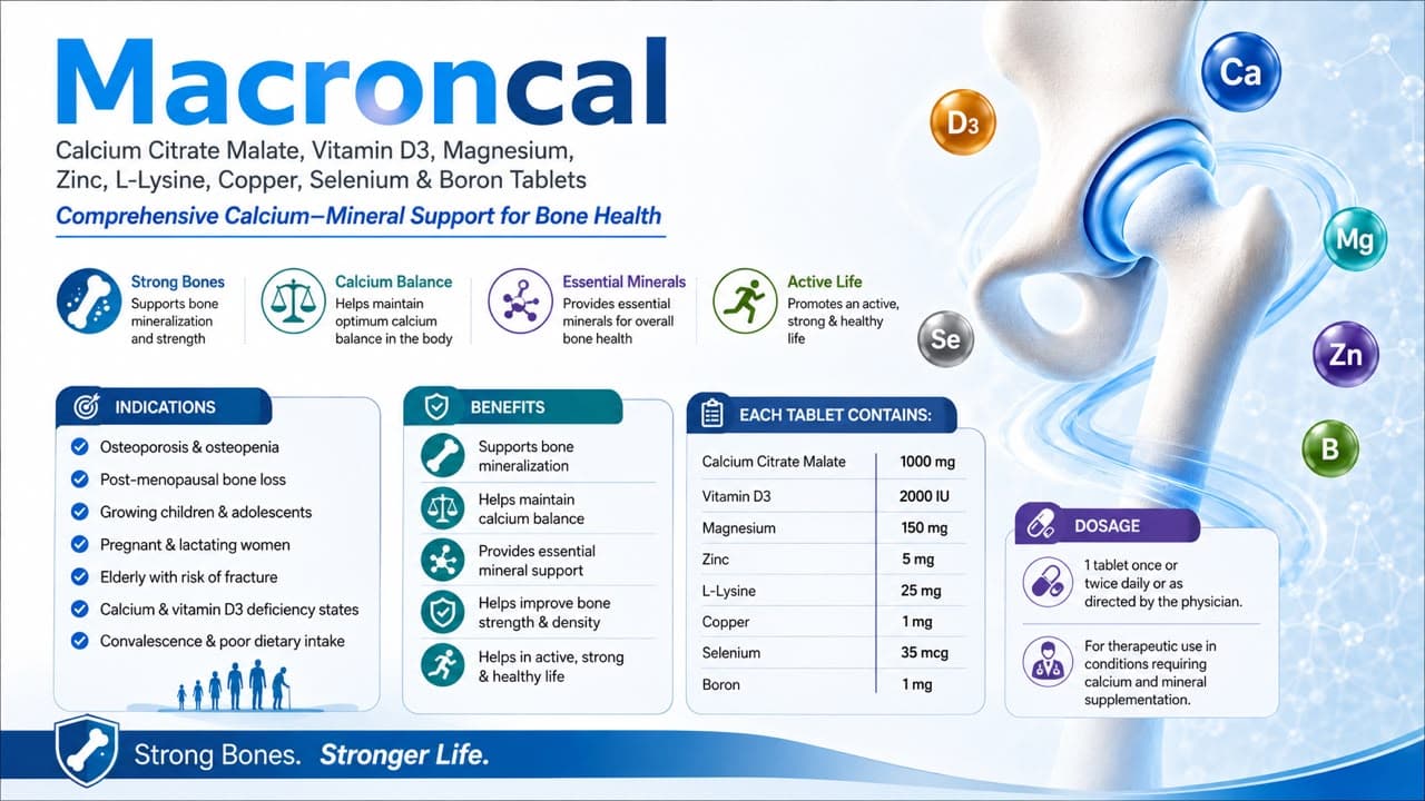 Macroncal Tablets visual aid: Calcium Citrate Malate 1000 mg by Macron Health Care