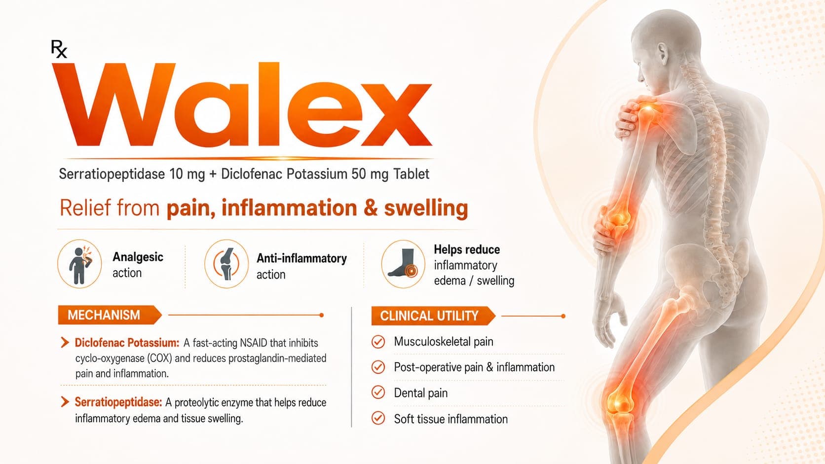 Walex Tablets visual aid: Serratiopeptidase 10 mg by Macron Health Care