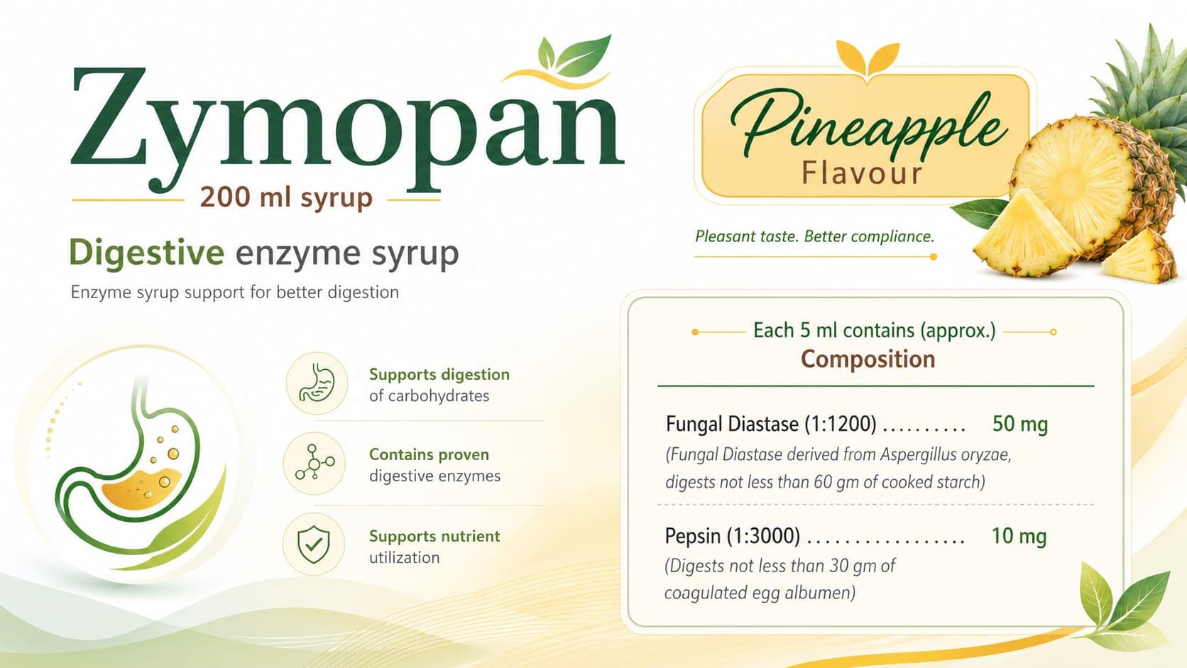 Zymopan Syrup visual aid: Fungal Diastase (1:1200) 50 mg by Macron Health Care